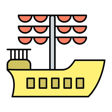 Bir karikatür gemi simgesinin vektör çizimi