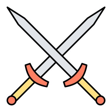 Kılıç simgesi. Beyaz arkaplanda izole edilmiş web tasarımı için ortaçağ kılıç vektör simgeleri çizgi filmi