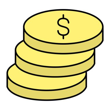 Bozuk para yığını ikonu. Web için para sikke vektör simgelerinin düz çizimi