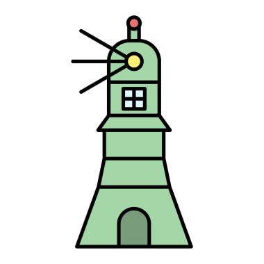 deniz feneri kulesi ikon vektör çizimi tasarımı