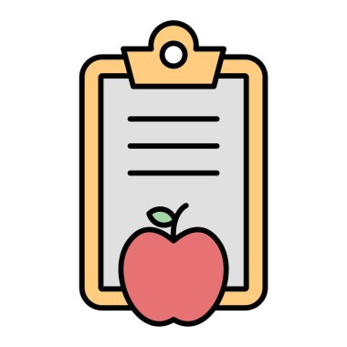 elma, not defteri simgesi vektör illüstrasyon grafik tasarımı