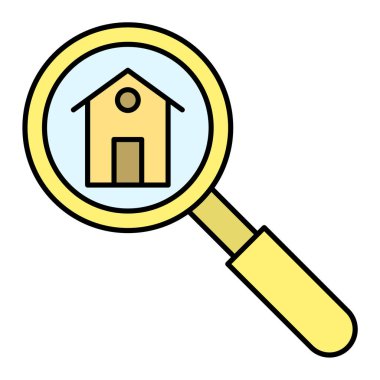 Büyüteç, içinde ev simgesi olan bir büyüteç 