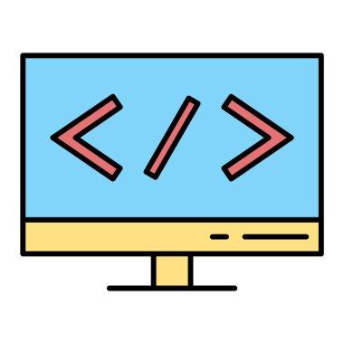 bilgisayar monitörü ikon vektör illüstrasyonu