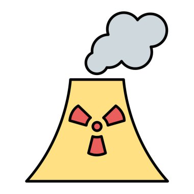 Nükleer enerji santrali ikon vektör illüstrasyon grafik tasarımı
