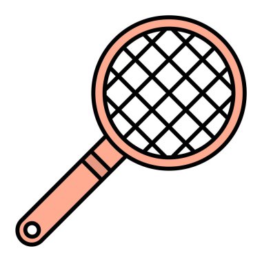 Kızartma tavası. Beyaz arkaplanda izole edilmiş web tasarımı için büyüteç vektör sembolü