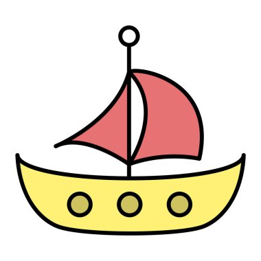 Tekne. Web simgesi vektör illüstrasyonu