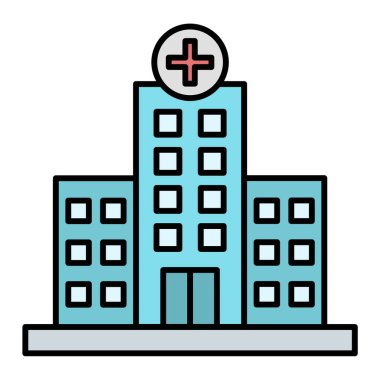 Hastane binası ikonu. Web için basit tıbbi klinik vektör simgeleri çizimi