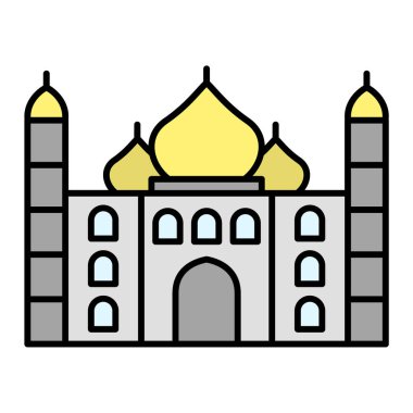 Taç mahal simgesi beyaz arkaplanda izole edilmiş. seyahat sembolü çizimi.