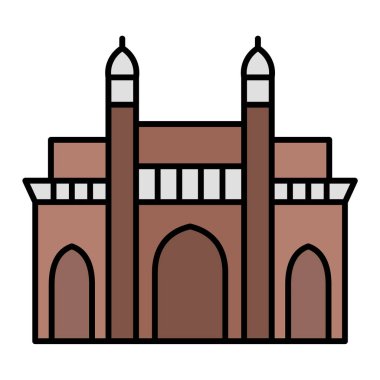 ön cephe ikonu inşa etmek. Web için kale vektörü ve kule çizgisi biçimi öğelerinin ana hatları çizimi