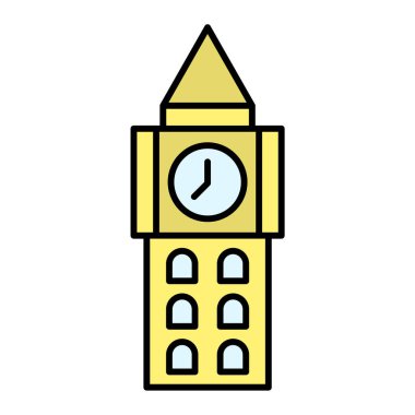 tower clock icon. outline symbol of building vector illustration. isolated on white background