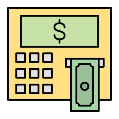 Para ve kredi kartı vektör illüstrasyon tasarımı ile hesap makinesi