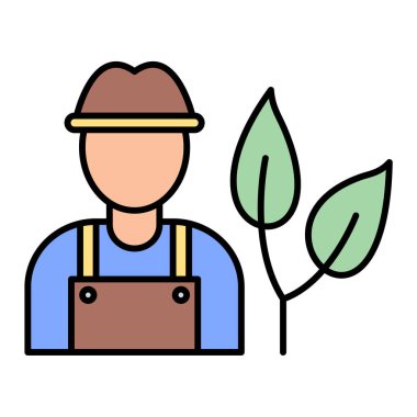 Bitki ve ağaç vektör çizimine sahip çiftçi