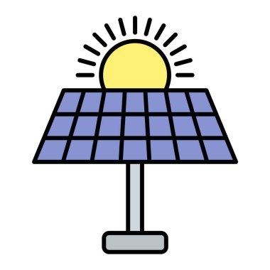 Güneş paneli simgesi. Web için enerji vektör simgelerinin özet çizimi