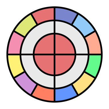 Çember simgesinin renkli ve modern tasarımının vektör çizimi