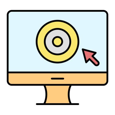 ok ve fare vektör illüstrasyon tasarımlı bilgisayar monitörü