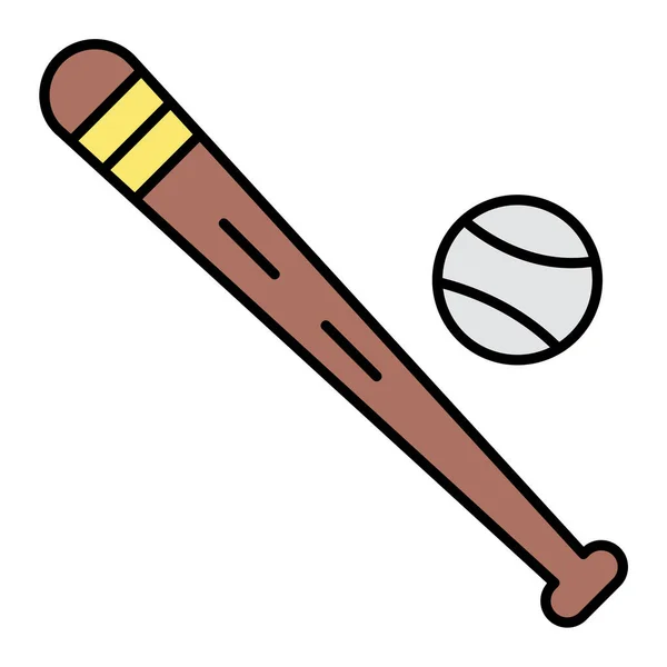 Baseball Bat Icon Outline Doodle Ball Vector Illustration — Stock Vector