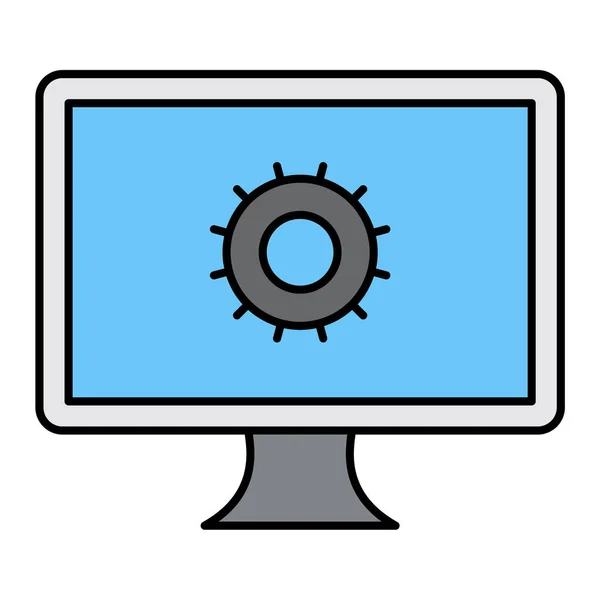 Monitor Ordenador Con Tecnología Diseño Ilustración Vectorial Seguridad — Vector de stock