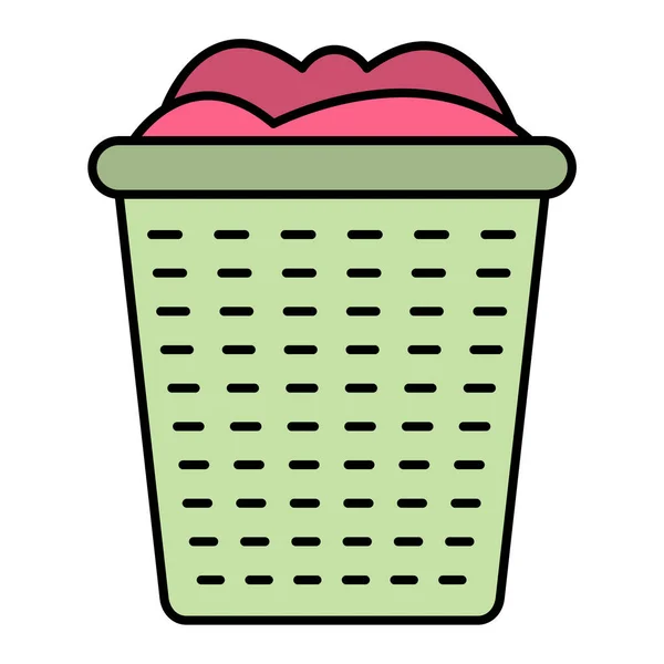 洗濯食品ベクトルイラスト付きショッピングバスケット — ストックベクタ
