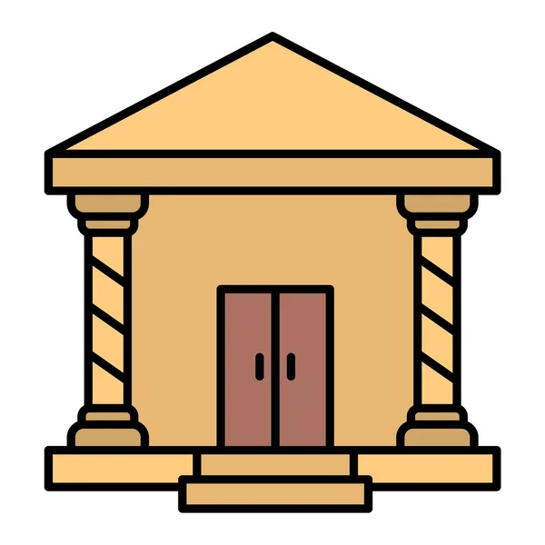 Icono Del Edificio Del Banco Esquema Ilustración Iconos Vectoriales Corte — Vector de stock