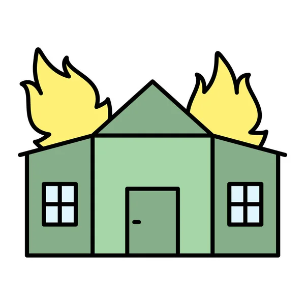 Haus Mit Feuer Und Anderen Elementen Vektor Illustration Design — Stockvektor