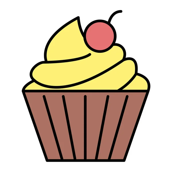 Cupcake Met Chocolade Karamel Pictogram Vector Illustratie Ontwerp — Stockvector
