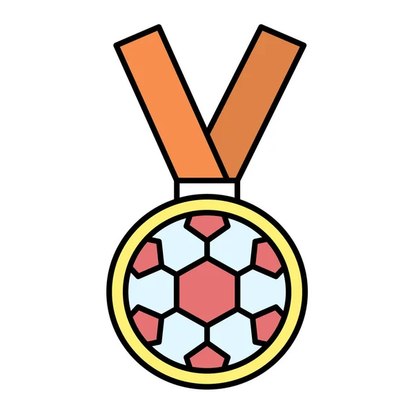 Soccer Ball Medal Icon Outline Sport Football Vector Illustration Symbol — Stock Vector