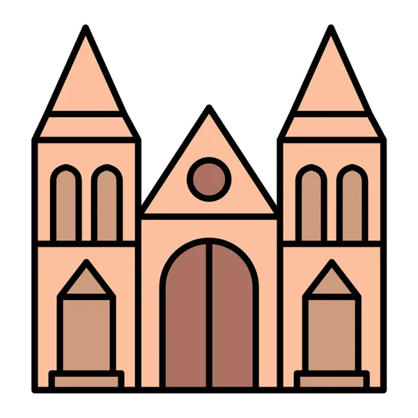 Icône Bâtiment Église Illustration Contour Des Icônes Vectorielles Château Pour — Image vectorielle