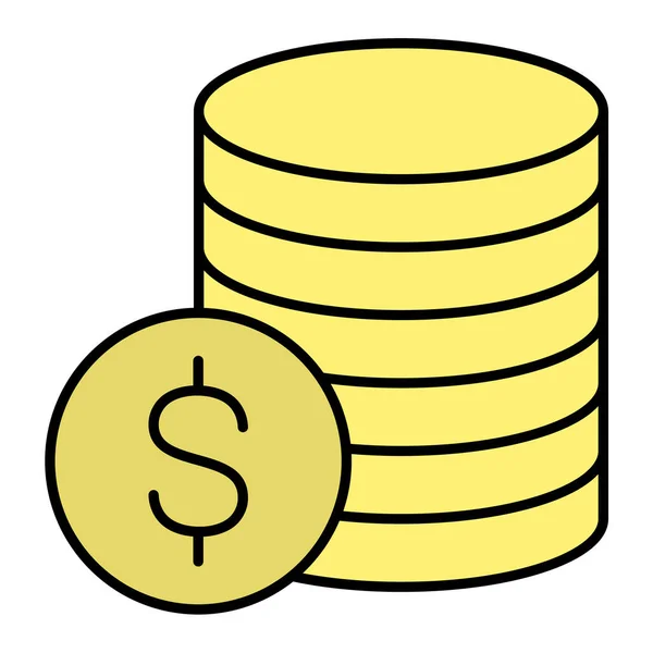 Geldmunten Pictogram Overzicht Dollar Munt Vector Illustratie Symbool Voor Web — Stockvector