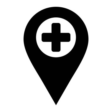 Hastanenin yeri. Web simgesi basit illüstrasyon
