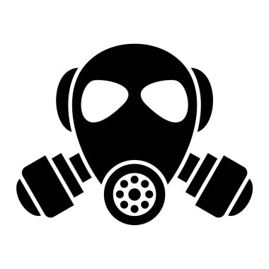 Gaz maskesi simgesi. Beyaz arka planda siyah bir sembol. vektör illüstrasyonu.