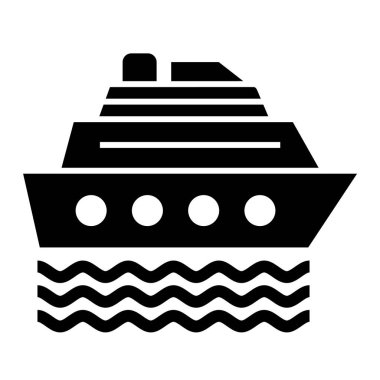 Yolcu gemisi simgesi. Beyaz arkaplanda izole edilmiş web tasarımı için yat teknesi vektör simgelerinin basit çizimi