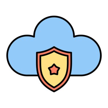bulut bilgi işlem güvenlik simgesi vektör çizim tasarım
