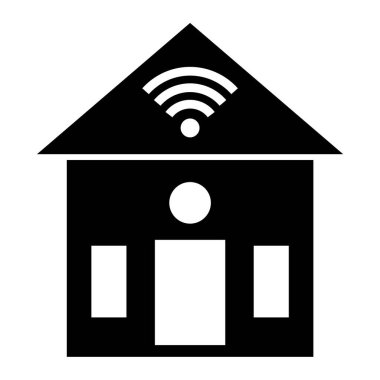 Wi-Fi ikon vektör çizimine sahip ev