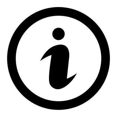 bilgi simgesi. bu yuvarlak düz tuş beyaz arkaplanda mavi ve gri renklerle çizilir.