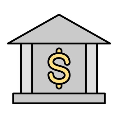 Banka binası simgesi vektör illüstrasyonu