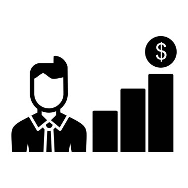 Para simgesi vektör illüstrasyon tasarımı ile iş adamı