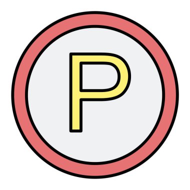 Park yeri simgesi. İnce çizgi sembolü. düz vektör illüstrasyonu