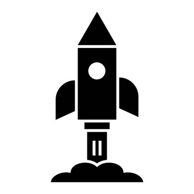 Beyaz arkaplanda izole edilmiş roket simgesi vektörü, şeffaf işareti başlat