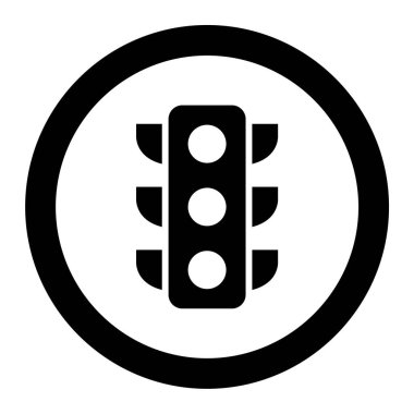 Trafik ışığı simgesinin vektör çizimi. biçim düz sembol, beyaz arkaplan.