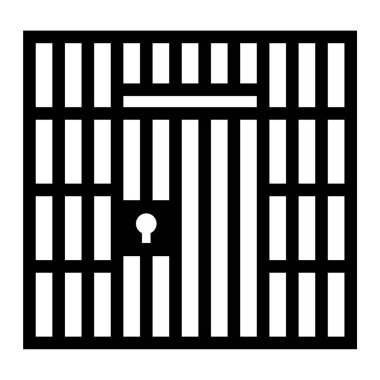 Beyaz arka planda izole edilmiş siyah bir hapishane ikonu. kapı sembolü çizimi.