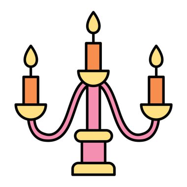 Mum ışığı ikonu. Web için mum vektör simgelerinin özet çizimi