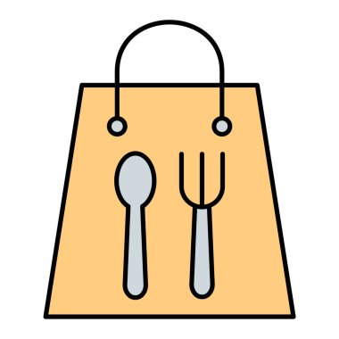 Yiyecek ve sebze dolu alışveriş sepeti vektör illüstrasyon grafik tasarımı