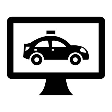 Arabalı bilgisayar monitörü. Web simgesi basit illüstrasyon