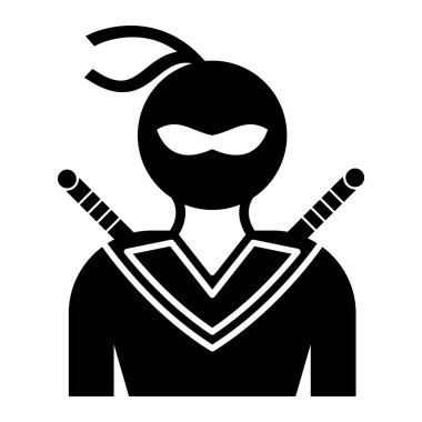 Ninja simgesi, vektör illüstrasyonu