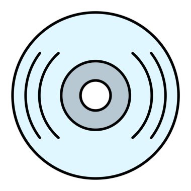 Vinil disk simgesi. Beyaz arkaplanda izole edilmiş web tasarımı için müzik hoparlörü vektörü sembolü