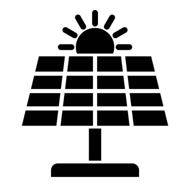 Güneş enerjisi ikon vektör illüstrasyonu