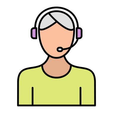 Kulaklık ve kulaklık vektör illüstrasyon tasarımlı çağrı merkezi operatörü