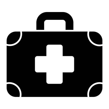 Tıbbi çanta ikonu. Beyaz arkaplanda izole edilmiş web tasarımı için ilaç kiti vektör simgelerinin basit çizimi