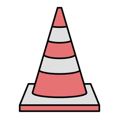 Trafik konisi simgesi. Beyaz arkaplanda izole edilmiş web tasarımı için yol uyarı vektör simgelerinin izometriği