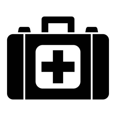 İlk yardım çantası simgesi. Web için basit tıbbi acil durum vektör sembolü çizimi